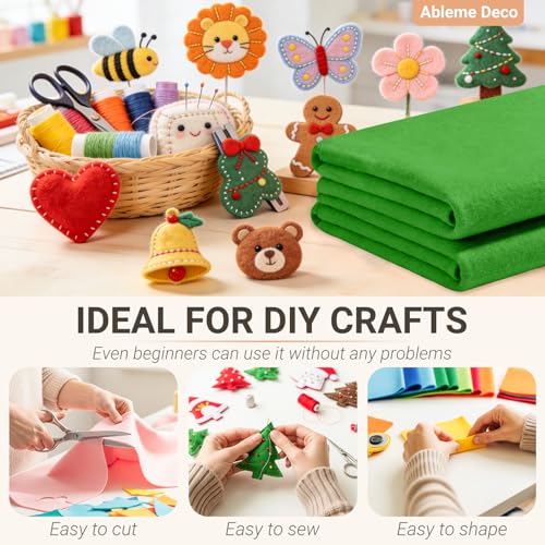 Emerald Green Felt Fabric Sheets 18" x 18" (2 Pack) 1.6mm Soft Craft Felt - color: Emerald Green