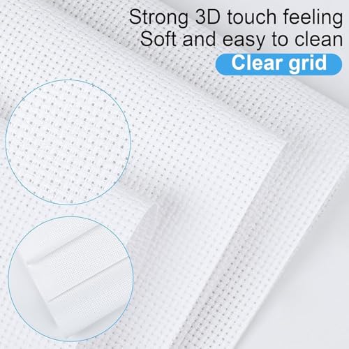MYFAMIREA Cross Stitch Aida Fabric 14 Count, 39 by 30 Inch Large Size, Classic Reserve Cross Stitch Aida Cloth for Home DIY Embroidery Decoration, White - color: White, size: 14 CT 39 x 30In