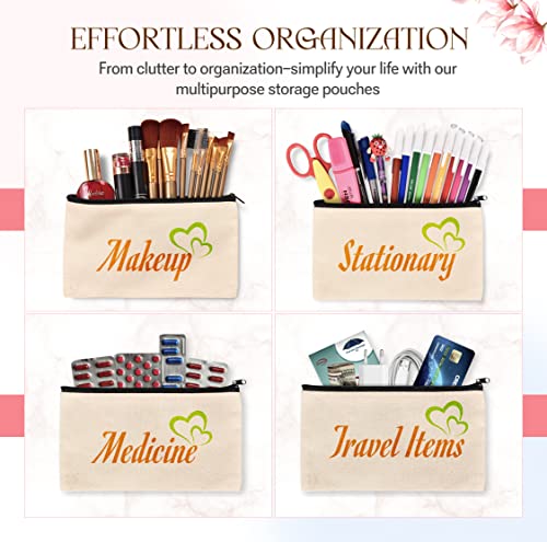 40pcs Blank canvas Zipper Pouch Makeup Bags Bulk, Smooth Zipper Pencil Case - color: Beige, size: 8.3x4.7