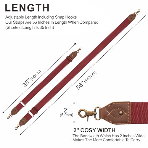 Nefelibata Banjo Strap,2"Wide Double Crazy Horse Leather Jacquard Embroidery Strap Adjustable Replacement,Multi-pattern Strap With Metal Clips - color: A#-burgundy