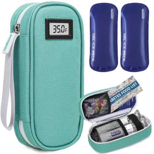 Medineed Temp Display Travel Case Fit 2 Mounjaro & Zepbound Pens, Green - color: Green