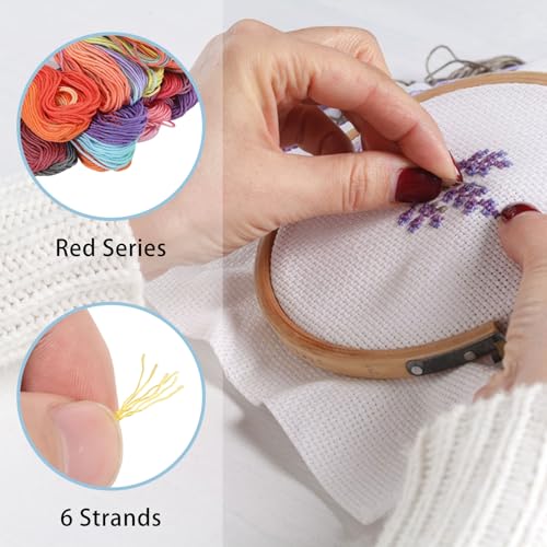 FREEBLOSS 8 Pcs Sashiko Thread Sashiko Skein 8 * 20 M Pure Cotton Embroidery Thread Japanese Sewing Threads Quilting & Embroidery Sewing Kit Supplies 8 Red Mixed Colors - color: Red