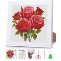 Red Roses Stamped Cross Stitch Kits for Adult Beginner with Wooden Frame - color: Rose Cross Stitch with Framed