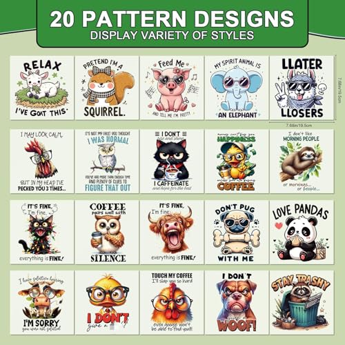 20 Pcs Funny Animal DTF Transfers Ready to Press Iron on Patches - color: Funny Animals