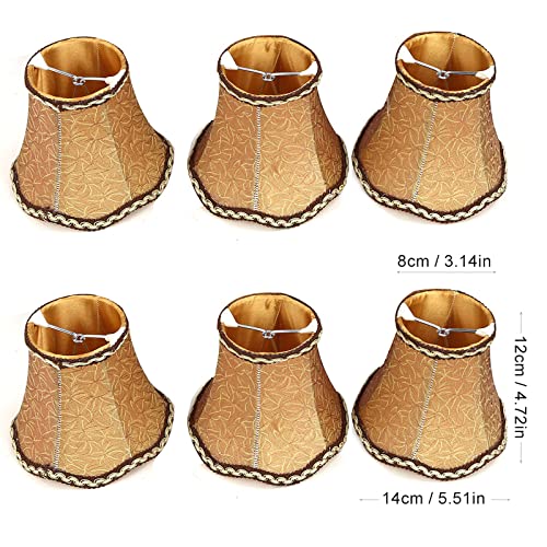 Fuloon Clip on Chandelier Lamp Shades, 3.14x5.51x4.72 in, Small Sconce Shades for Candelabra Bulbs, Rustic/European/French Country Style(6 Pack, Coffee) - color: Coffee, size: 6 Pack
