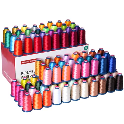 Poolin Embroidery Machine Thread Richword Selected 100 Colors 40WT (108D/2) Polyester Thread Kit Each Cone 4000M (4374Y) - color: 100 COLORS