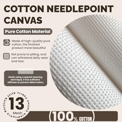 Needlepoint Blank Canvas 13 Mesh 19"x17" White, Rolled Crease-Free