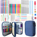 Weabetfu 102pcs Crochet Hooks Set Crochet Hook Kit with Case Ergonomic Crochet Needles for Arthritic Hands and Crochet Accessories Complete Crochet Set for Beginners & Experieced Lovers - color: Blue