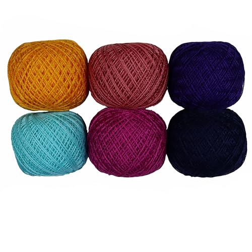 KCS Mercerized Pearl Cotton Thread Size 8 Crochet Needlework Embroidery Threads Ball (6, 19) - color: 19