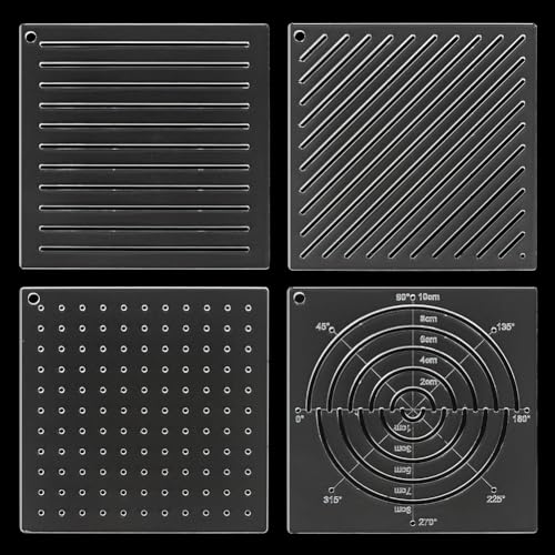 BENECREAT 4Pcs Acrylic Sashiko Stencil, Dots, Lines, Arcs, Slashes Acrylic Embroidery Tool Drawing Line Template for Hand Quilting and Embroidery, 2.5mm Thick