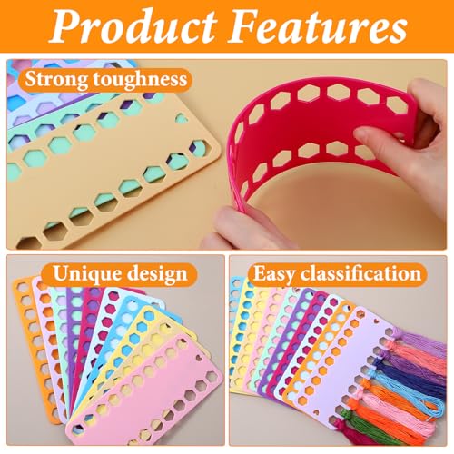 Embroidery Thread Organizer, 10 Colorful Portable with 20 Holes Each