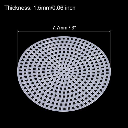 MECCANIXITY Plastic Mesh Canvas Sheet 7.7cm/ 3" White Round Blank Canvas for Embroidery Needlepoint, Knit Crochet Mesh, Pack of 15