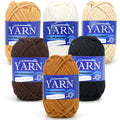 6 Pack Beginners Crochet Yarn - Brown Series Cotton Blend for Crocheting & Knitting with Easy-to-See Stitches - color: Brown Series, size: 6 PACK