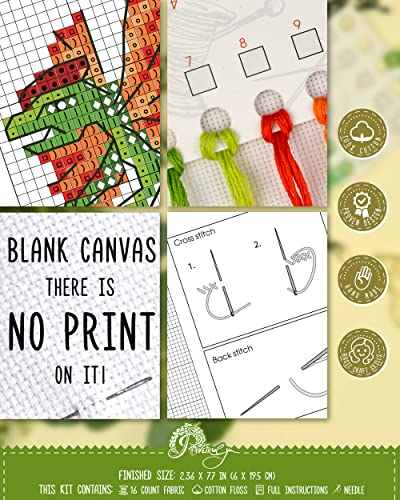 Povitrulya Dinosaur Counted Cross Stitch Kit Dilophosaurus - DIY Bookmark Set for Hand Embroidery - color: Dilophosaurus