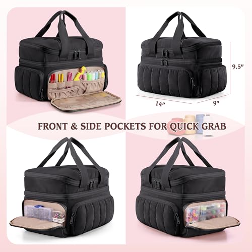 Marscamd Sewing Organizer Bag with Detachable Dividers, Black (Bag Only) - color: Black