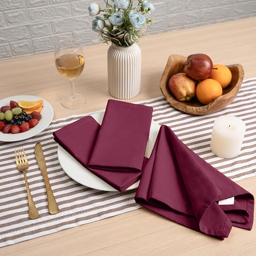 Blue Needles Solid Cloth Napkins 100% Cotton Set of 6-18 x 18 Inches - color: Burgundy, size: 18" x 18" (Set of 6)