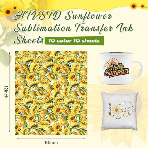 HTVSTD Yellow Sunflower Sublimation Transfer Ink Paper 10 Sheets 12 * 10in - color: Sunflower-10