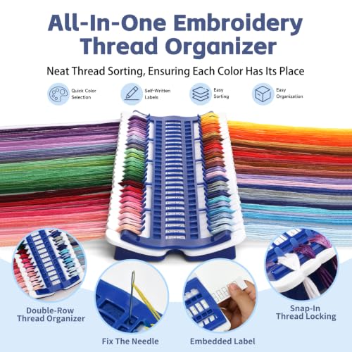 50 Position Embroidery Floss Organizer Thread Organizers with 15P Card - color: Blue