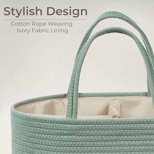Diaper Caddy Organizer, Gift Basket for Baby Shower, Newborn Essentials - color: Sage Green, size: Small