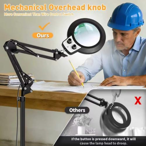 4In1 Floor Magnifying Lamp with Light, 12X Glass Magnifier Black - color: Black, size: 12x