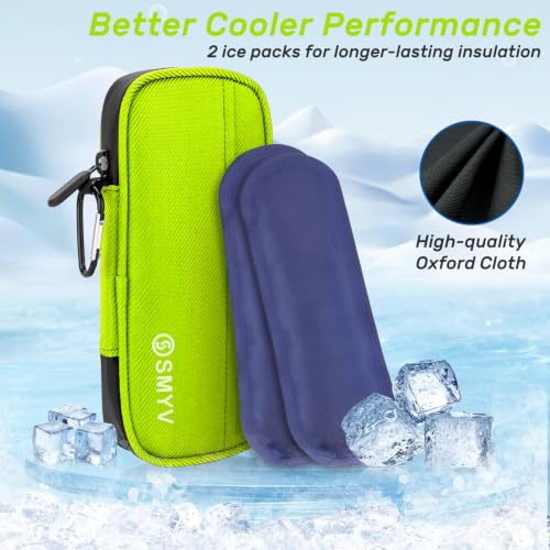 SMYV Insulin Cooler Travel Case with 2 TSA Approved Ice Packs, Green - color: Green