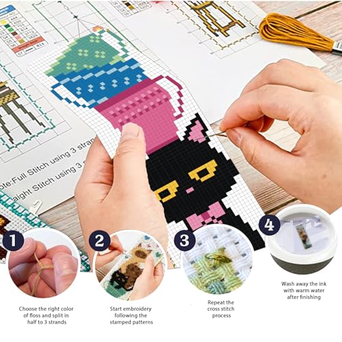 ORIGACH 6 Pack Cat Teacup Cross Stitch Kit - style: Cat Teacup
