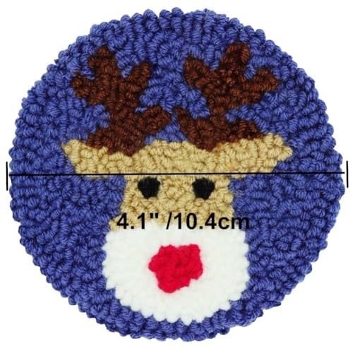 Mefatus Punch Needle Kit for Beginners Adults Kids Keychain Accessories for Backpacks, Bags, Car Key Ring Easy Punch Needle Embroidery Kit Tool Threader Fabric Hoop Yarn Rug Tufting - color: Christmas
