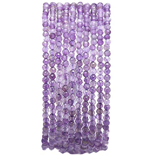 BEADIA Faceted Natural Amethyst Crystal Stone Round Loose Semi Gemstone Beads for Jewelry Making 2-2.5mm 38cm - color: Amethyst Faceted, size: 2-2.5mm
