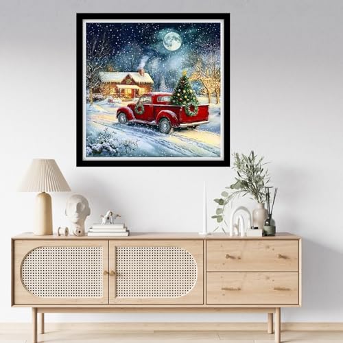 Fanxvivy Counted Cross Stitch Kits for Adults 11CT Unprinted Cross-Stitch Patterns Embroidery Kits Easy Cross Stitching Needlepoint Kits-Christmas Tree Snow Scene 18x18 inch - color: DIYcraft13