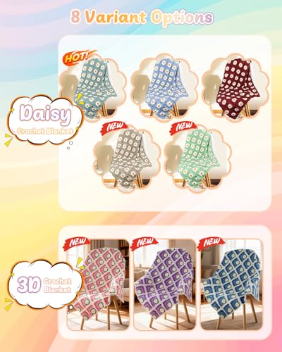 Coopay Crochet Kit for Beginners, Granny Square Crochet Blanket Kit, Camel - color: Camel - Daisy