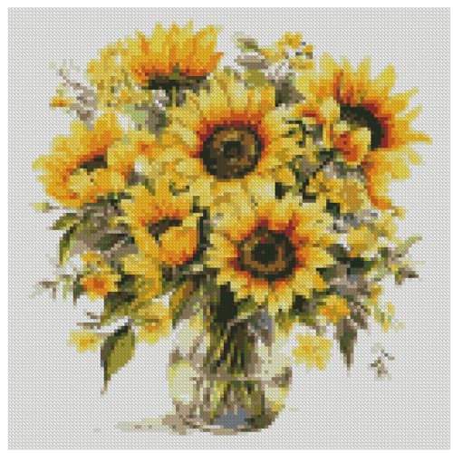 AuraDraw Sunflowe CROS Stitch Kits, 11CT Flower Embroidery Kit for Adult Beginners, Stamped Cross-Stitch Supplies Needlework Sunflower - color: JLSZX-0001