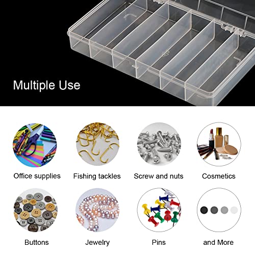Vidifor 2 Pack 6 Grids Tackle Box Organizer Mascara Brushes Container Fishing Tackle Tray Box Plastic Storage Organizer Container for Crafts, Beads Earrings, Screws, Nail, Pins - size: Small 6 grids 2pcs no dividers