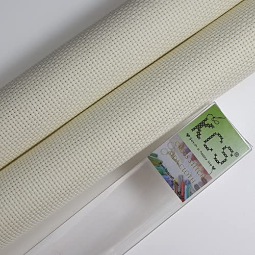 KCS 2 pc of 15" x 18" Counted Cross Stitch Cotton Aida Cloth Needlework Fabric (Cream, 11CT) - color: Cream, size: 11CT