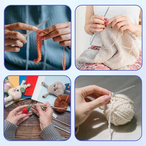6-Piece Wool Needle Set (3 Sizes Needles - 2.0mm/3.0mm/4.0mm) with Large Eye & Aluminum Tips - Nylon Thread Rope Threader for Tapestry, Hand Weaving, Sweater Repair, Knitting, Crochet and Yarn Crafts