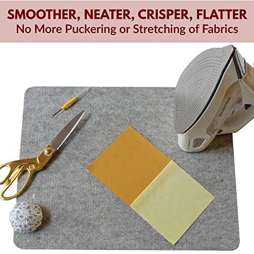 Madam Sew Natural Wool Pressing mat for quilting (17”x13.5”) 100% Wool Felt Ironing Pad | Wool Ironing Mat for quilters,Crisp Seams on Quilt Blocks,Sewing Projects & Embroidery- ironing mat for sewing - size: 17” x 13.5”
