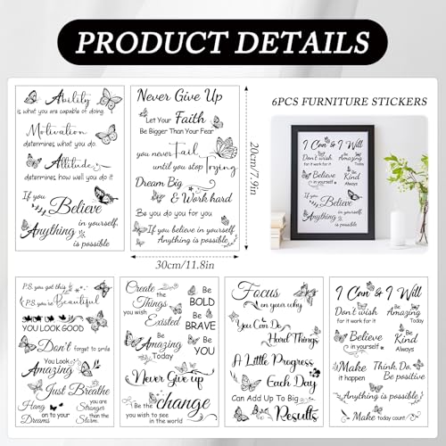 Wxiben 6 Pcs Inspirational Words Rub on Transfers for Crafts and Furniture - style: Inspirational Words