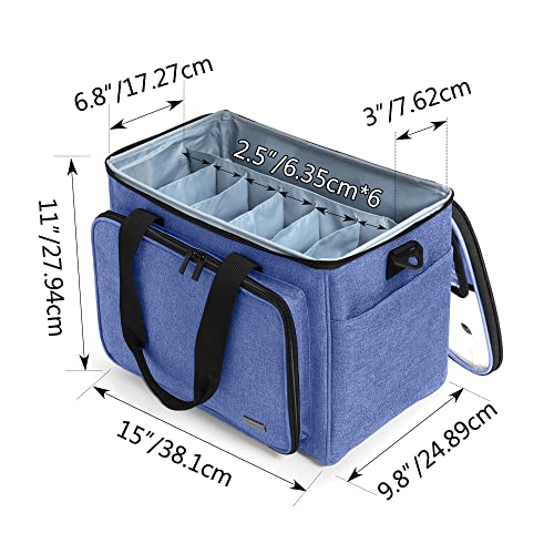 Teamoy Knitting Bag, Yarn Storage Organizer Crochet Bag Tote, Dark Blue - color: Dark Blue
