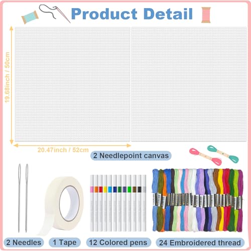 Needlepoint Kits for Beginners, Needlepoint Starter Kit for DIY Craft - color: white 14mesh