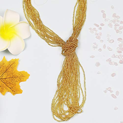 11/0 Glass Seed Beads Hanks (3 Meters, 6000pcs), 9 Meters Golden Silver Lined Strand Hanks - color: Golden-Sliver Lined