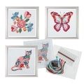 Trimits 3PK Cross Stitch Bundle – Counted Embroidery Kit, Beginner & All Level Starter Set, Complete with Instructions & Thread Children Wall Home DIY Décor – 13x13cm – Butterfly, Cat, Flowers - style: Butterfly, Cat, Flowers