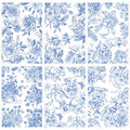 Wxiben 6 Pcs Vintage Blue Flower Rub on Transfers for Crafts and Furniture - style: Blue Flower