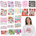 Dtf Transfers Ready to Press -20Pcs Mother's Day Iron on Transfers for Tshirts, Floral Mama Iron on Decals Patches, Flower Mama Heat Transfer Stickers for Clothes Pillows Bag DIY Crafts - color: Mama 555