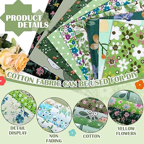Kinlop 600 Pcs 4"x4" Cotton Fabric Squares Quilting Precut, Green - color: Fresh Style