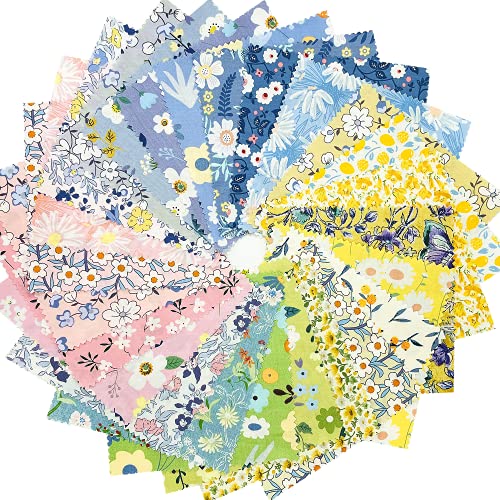 Retro Floral Print Precut Quilting Fabric 100% Cotton Fabric Squares 8x8 for Quilt Beginners (25Pcs) SZRUIZFZ - size: 8"x8"(20cm x 20cm)