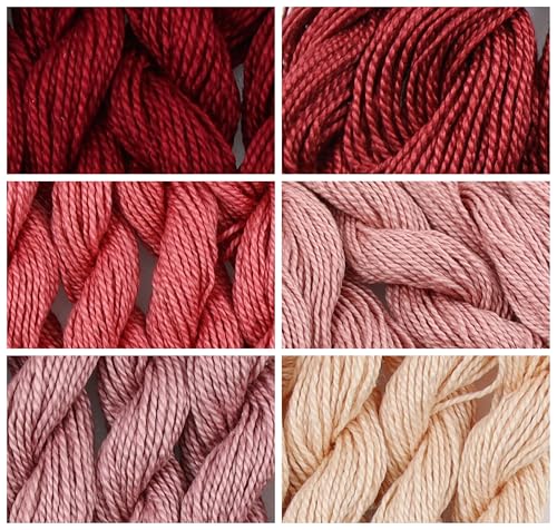 KCS 162 Yards(150 Meters) Mercerized Pearl Cotton Crochet Needlepoint Thread,Size 5,6 skeins,Mixed Color 03 - color: 6color03, size: 6 skeins