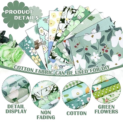 Ganeen 500 Pcs Cotton Fabric Squares Precut for Quilting,Green Floral - color: Green Floral