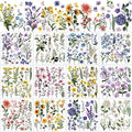 BBTO 12 Sheets Wildflower Rub on Transfers for Crafts Wood Furniture Decor - style: Fresh Flowers