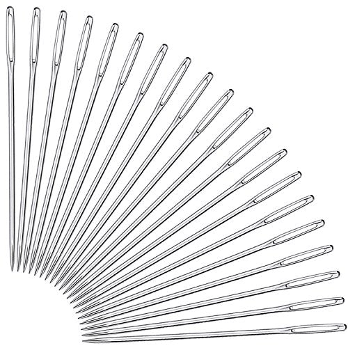 Large-Eye Stitching Needles for Leather Projects with Clear Bottle, 20 Pack - size: 5.2 cm