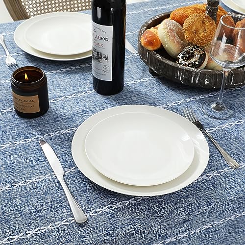 Chassic 60 x 104 inches Farmhouse Style Linen tablecloths, Wrinkle Resistant Washable Dining Room Table Cloths for 6 Foot Rectangle Tables - Blue - color: Blue, size: 104" x 60" (Rectangular)