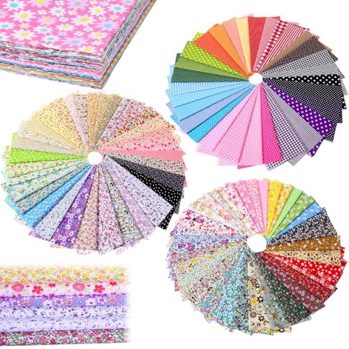 100 Pcs 10 x 10 Inches Cotton Fabric Squares Patchwork Quilting Fabric Floral Printed Bundles Layer Precut Quilt Material for DIY Craft Sewing Cloths Quilting Cloths Handmade Accessories